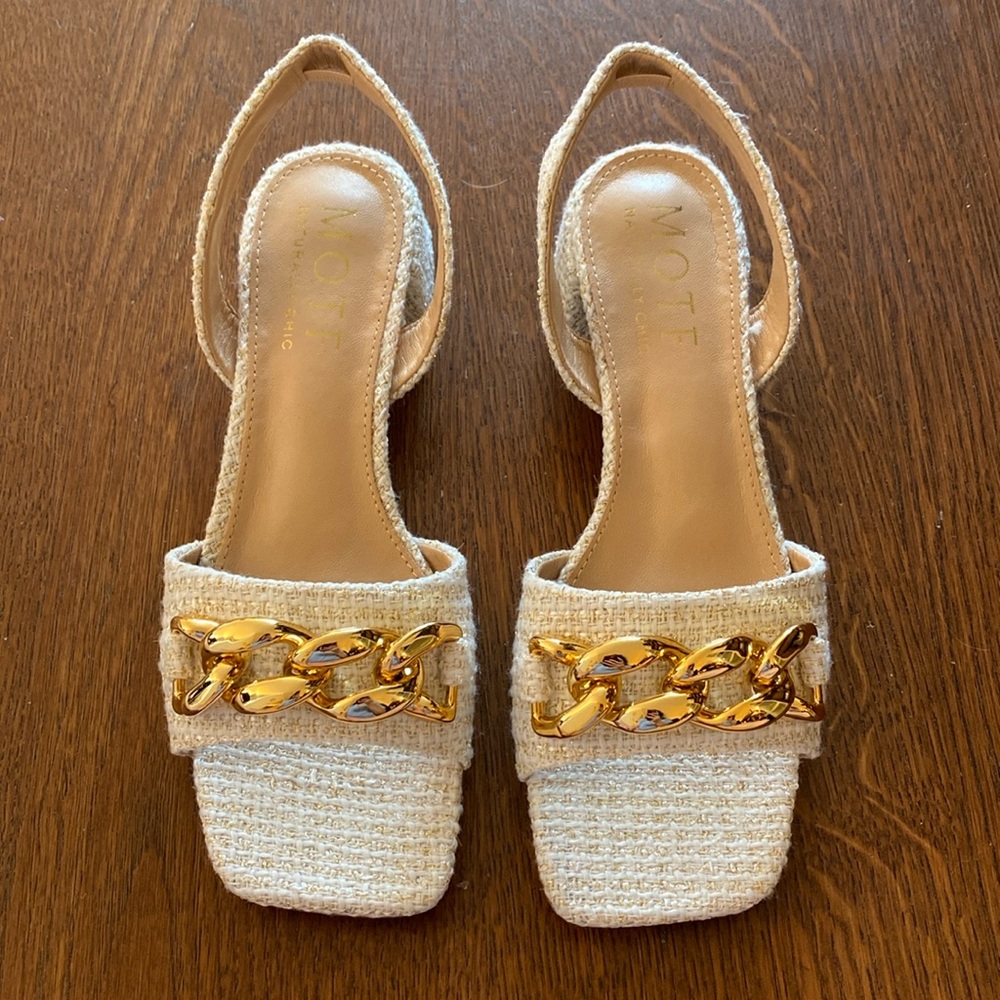MOTF White Gold Chain Tweed Sandals - Picture 3 of 6